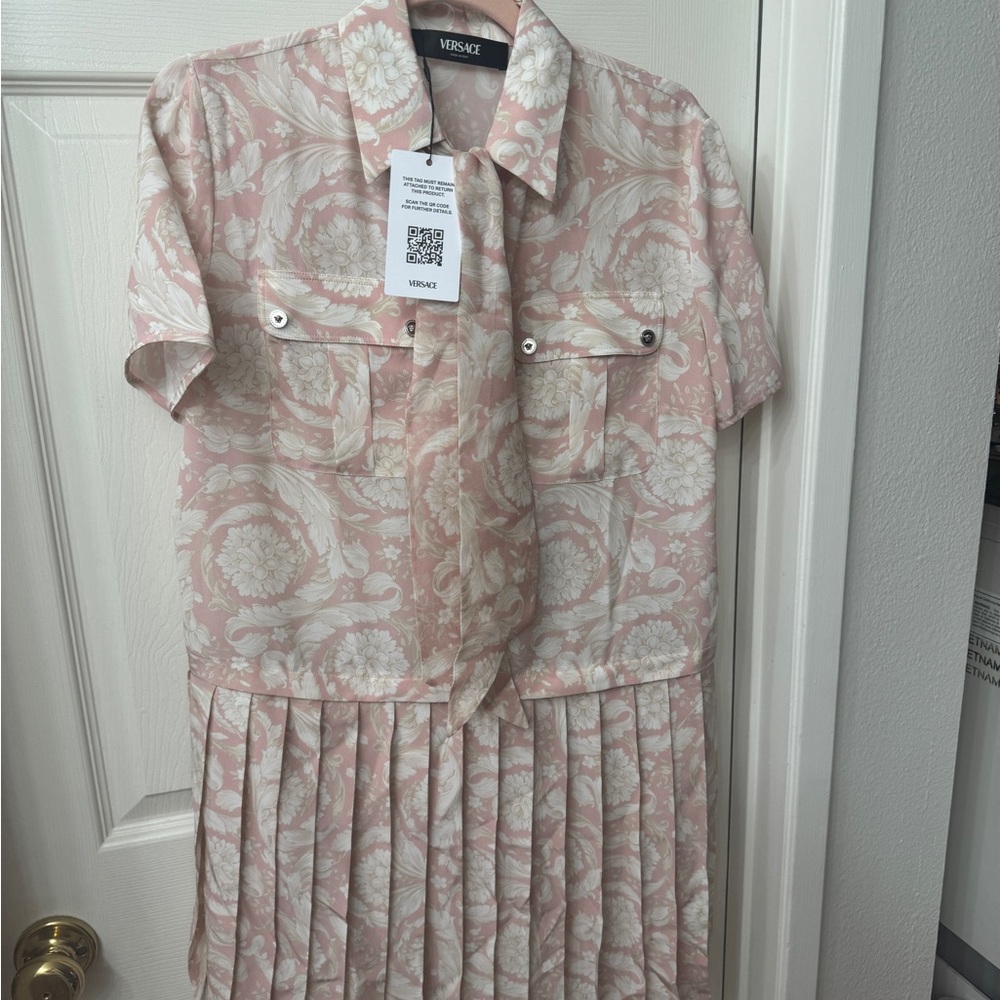 **New with Tags - Versace Women’s Pink Floral Midi Dress